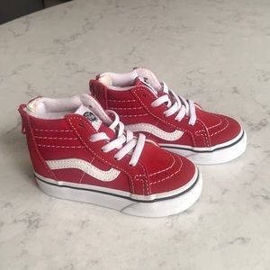 Red suede toddler Vans SK8-high